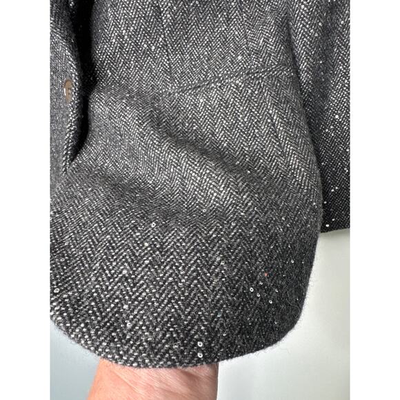 J.Crew Sequin Wool Herringbone Gray Blazer Jacket formal hoilday Size 0 - Picture 7 of 15